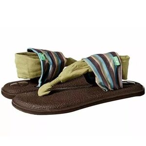 Sanuk Women Yoga Slingback Sandals Flats shoes sz 8